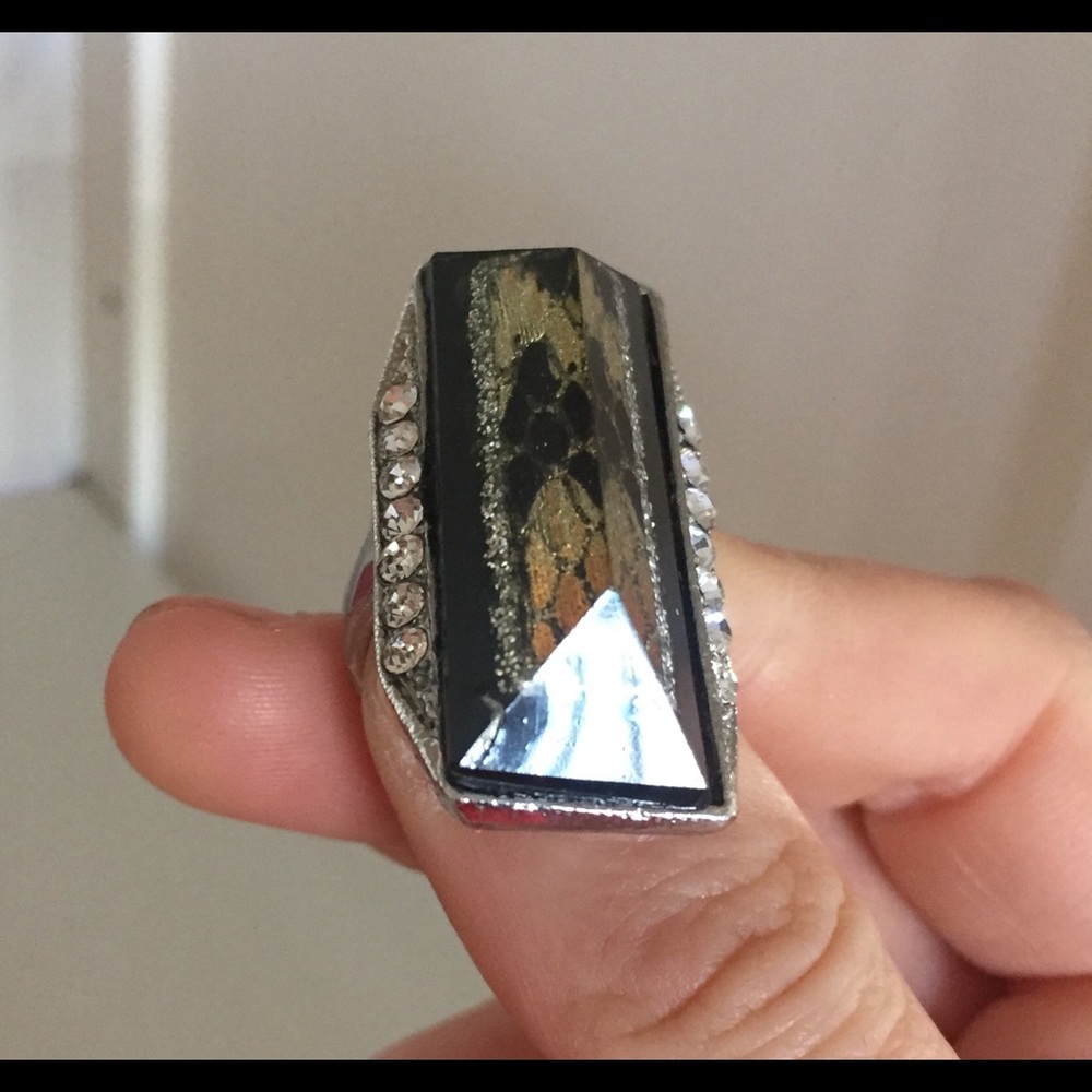 Stunning Rectangular Gold Plated Ring - image 3